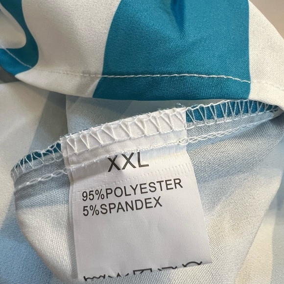 Women’s plus size teal blue & white striped belted long sleeve shirt dress XXL - Picture 12 of 12